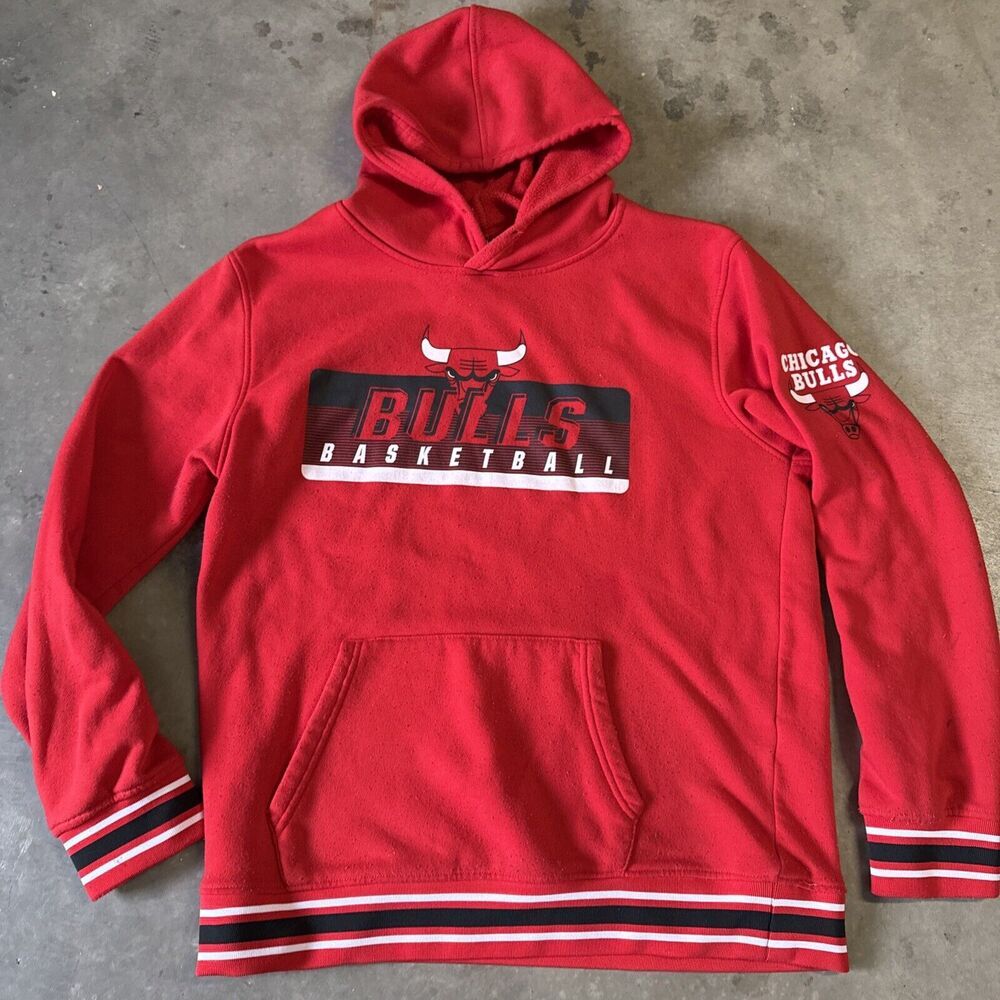 Chicago Bulls Hoodie Mens Large‎ Red Spell Out NBA Basketball Pullover
